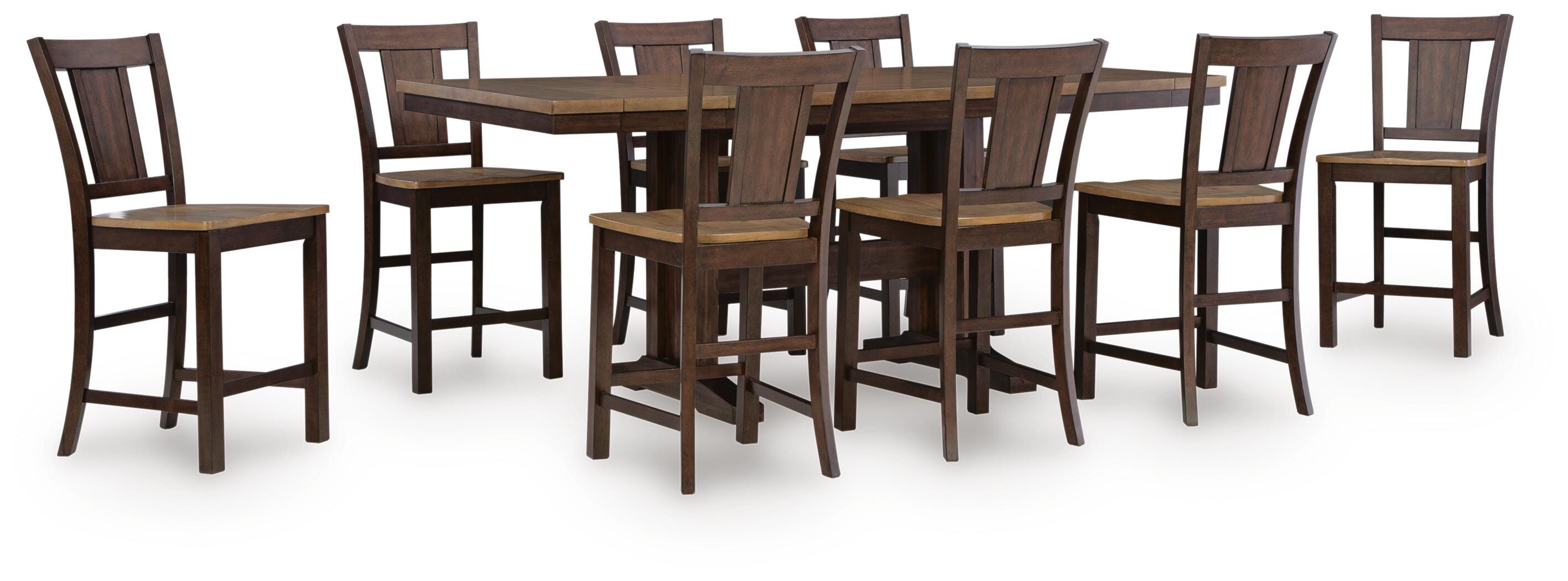 Rylandeen Counter Height Dining Table and 8 Barstools