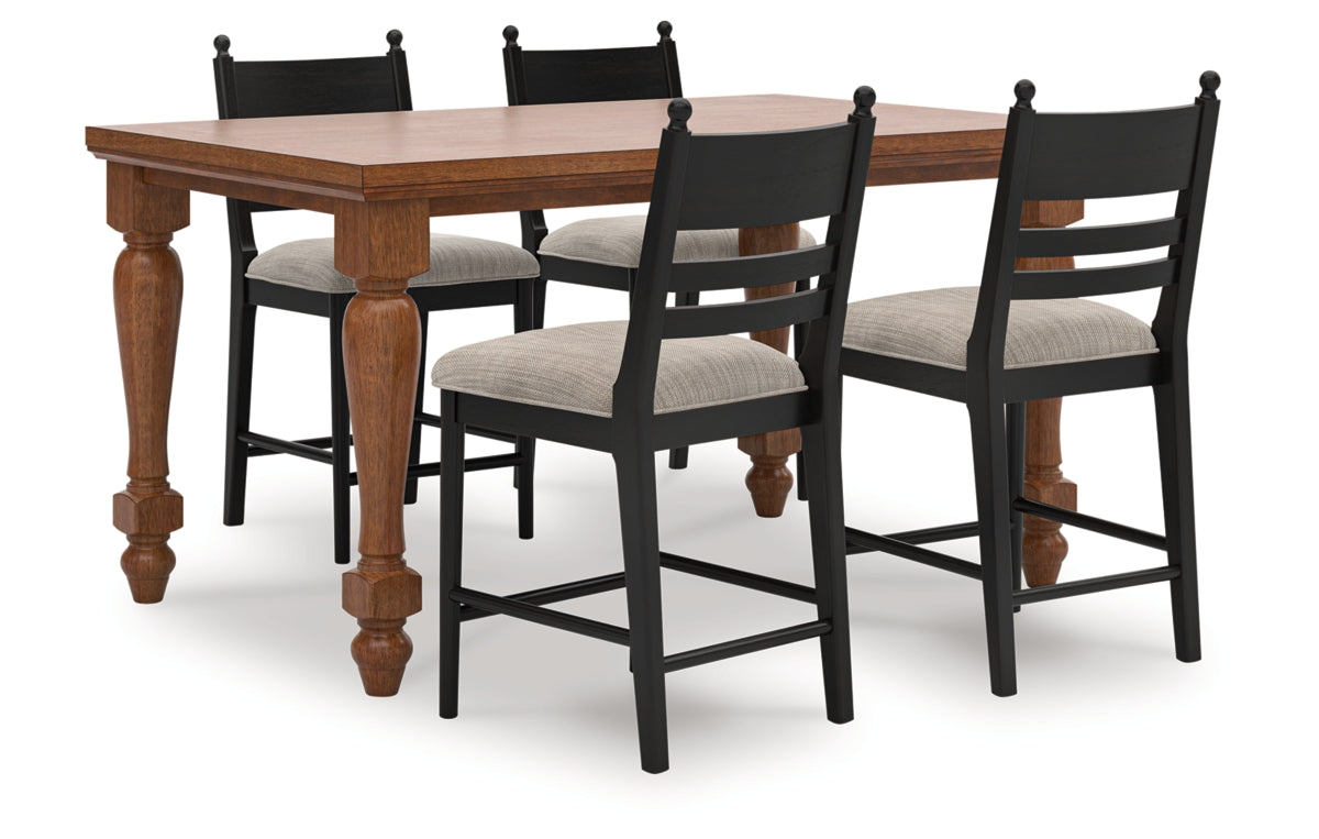 Greddinton Counter Height Dining Table and 4 Barstools