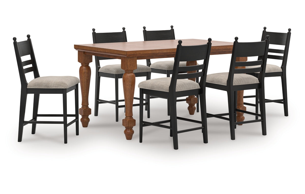 Greddinton Counter Height Dining Table and 6 Barstools