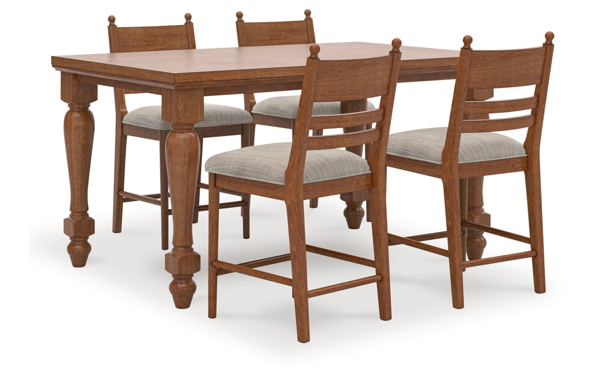 Greddinton Counter Height Dining Table and 4 Barstools