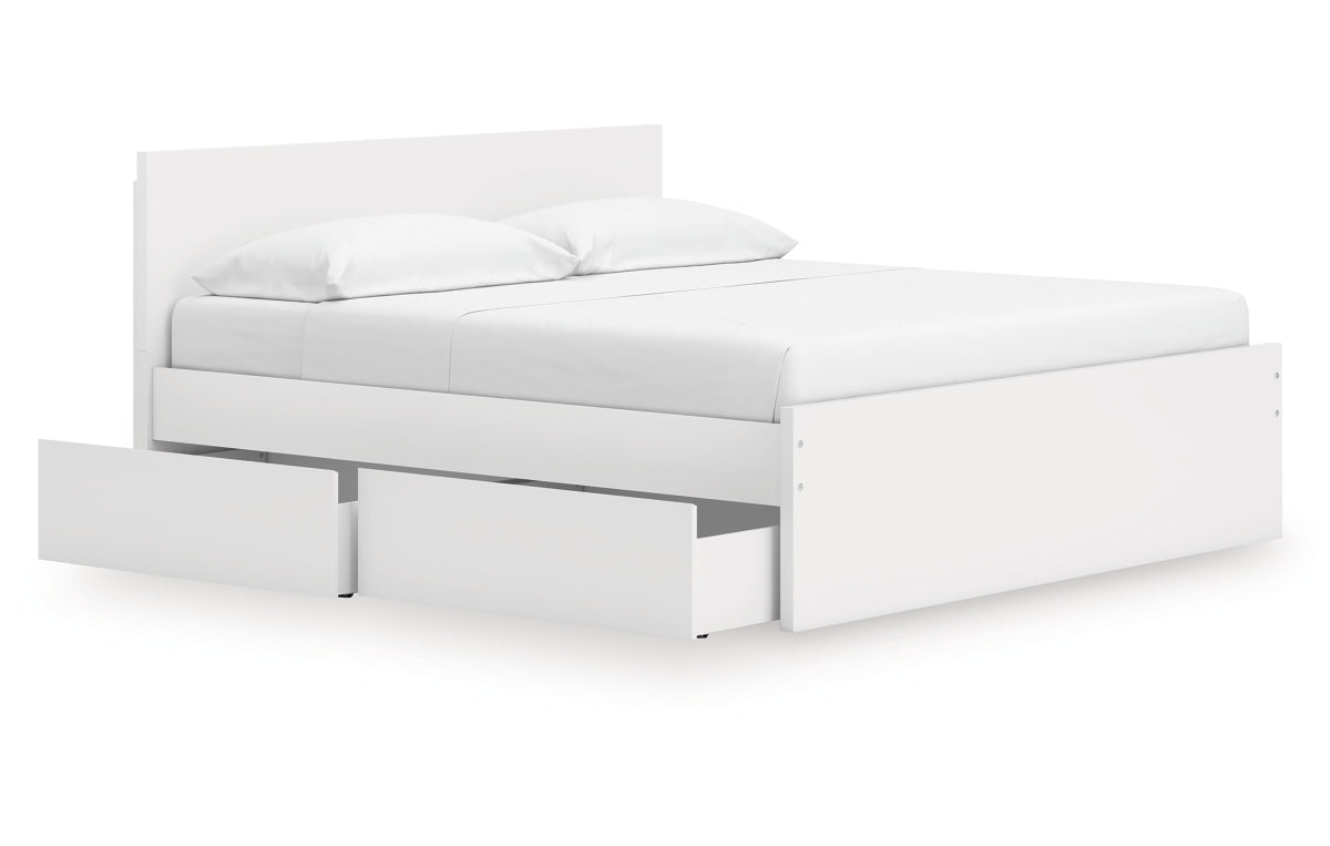 Onita King Panel Platform Bed with 2 Side Storage
