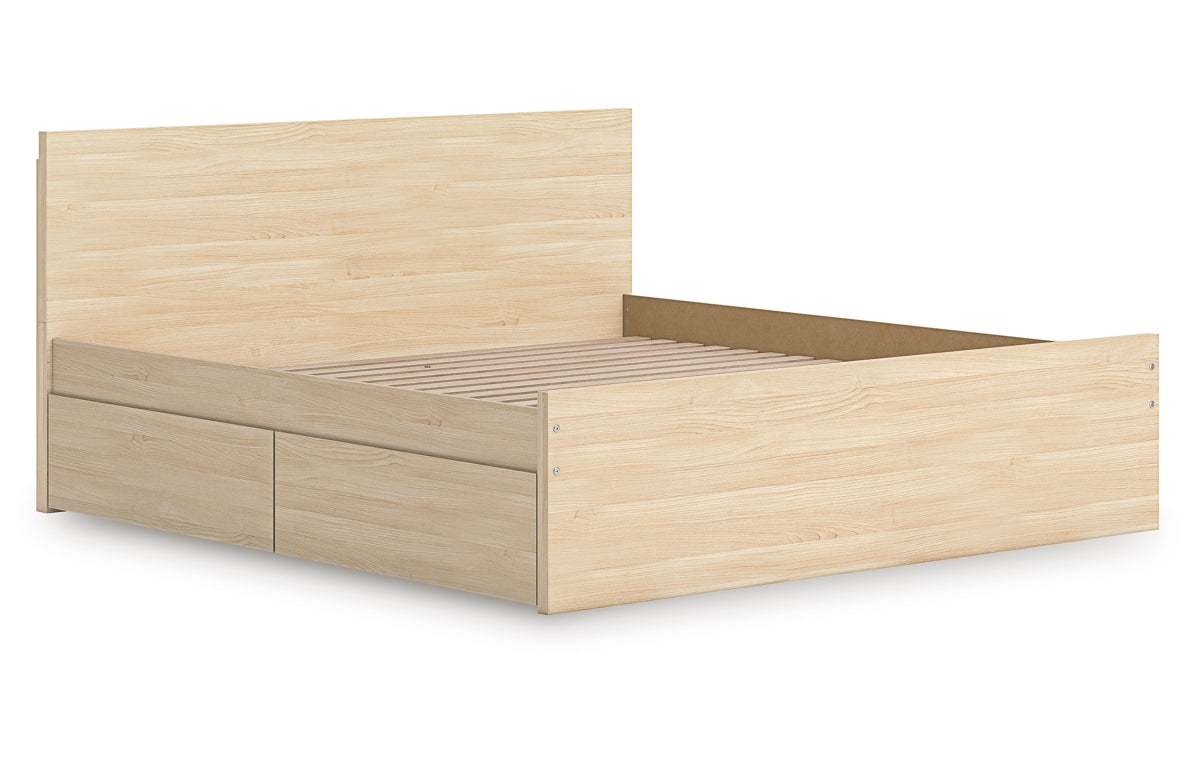 Onita King Panel Platform Bed with 1 Side Storage