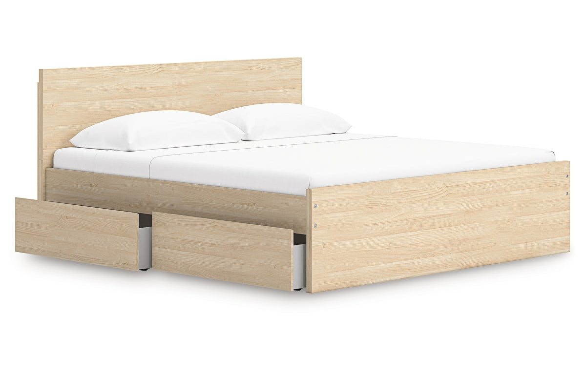 Onita King Panel Platform Bed with 1 Side Storage