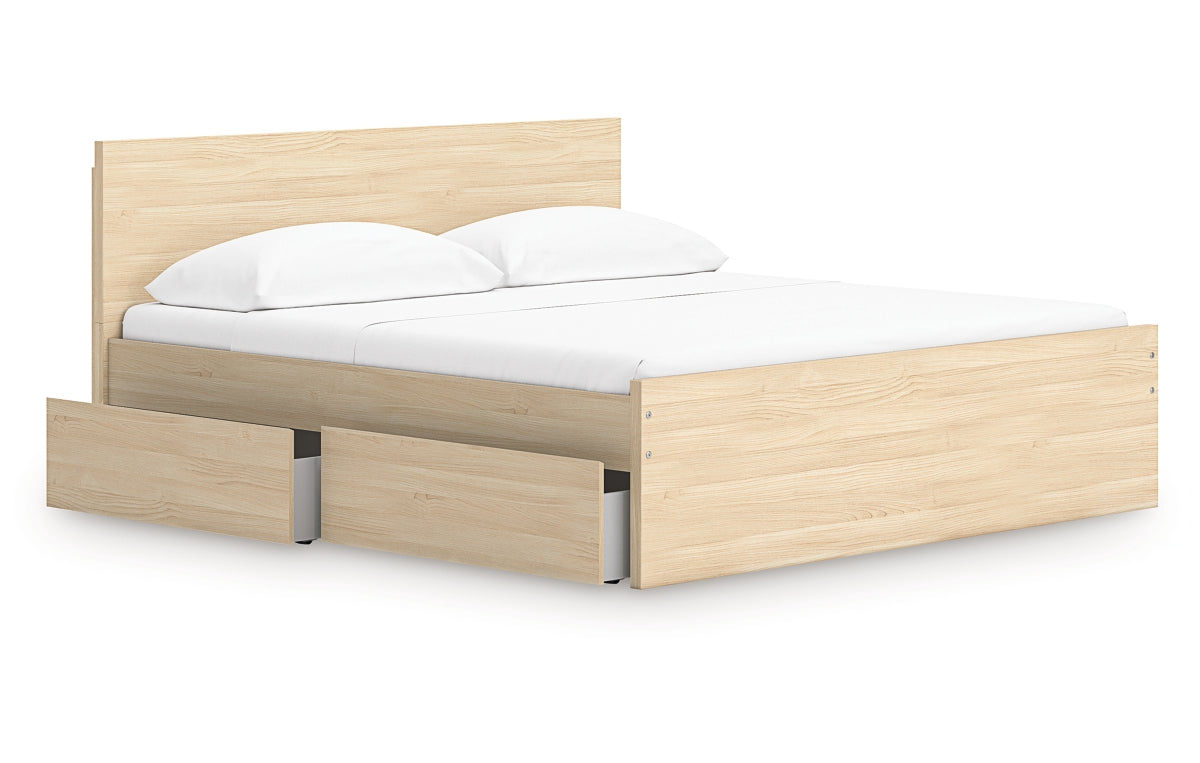 Onita King Panel Platform Bed with 2 Side Storage