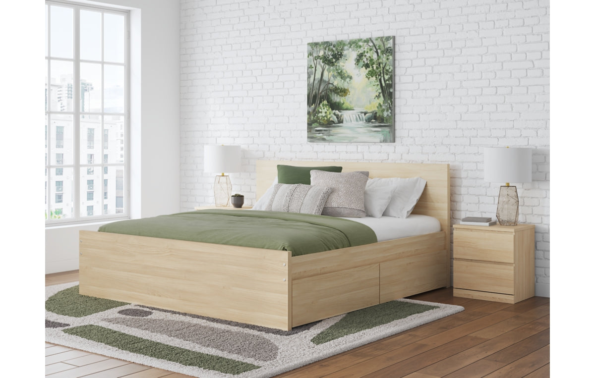 Onita King Panel Platform Bed with 2 Side Storage