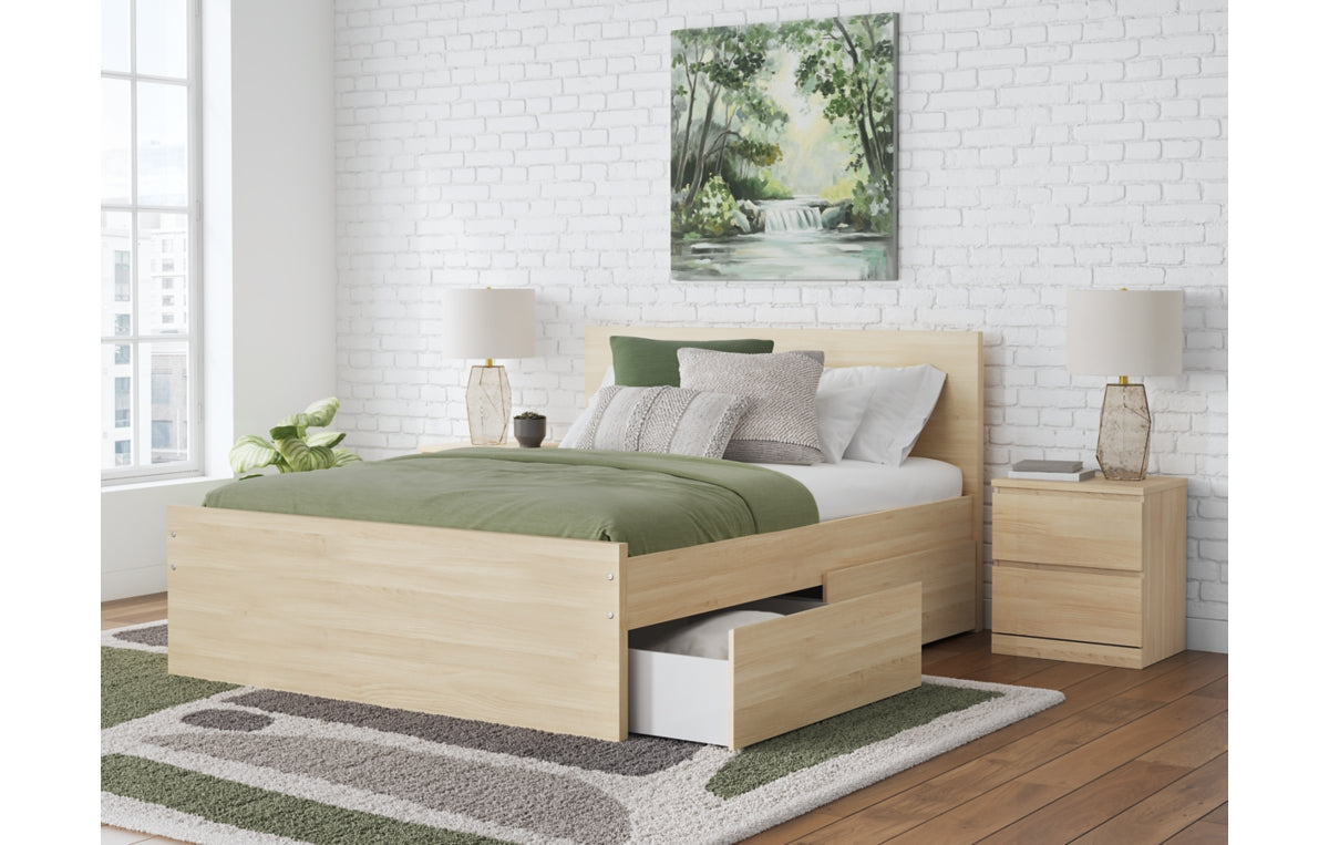 Onita Full Panel Platform Bed with 2 Side Storage