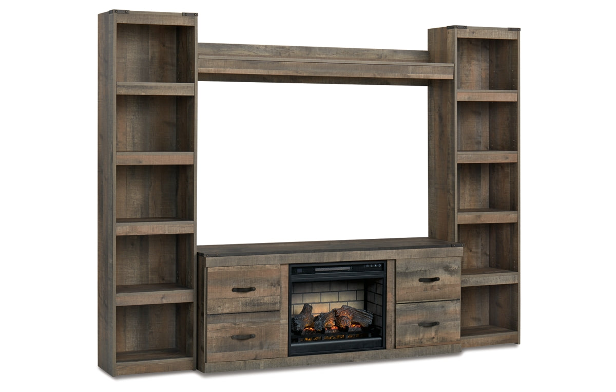 Trinell 4-Piece Entertainment Center with Electric Fireplace