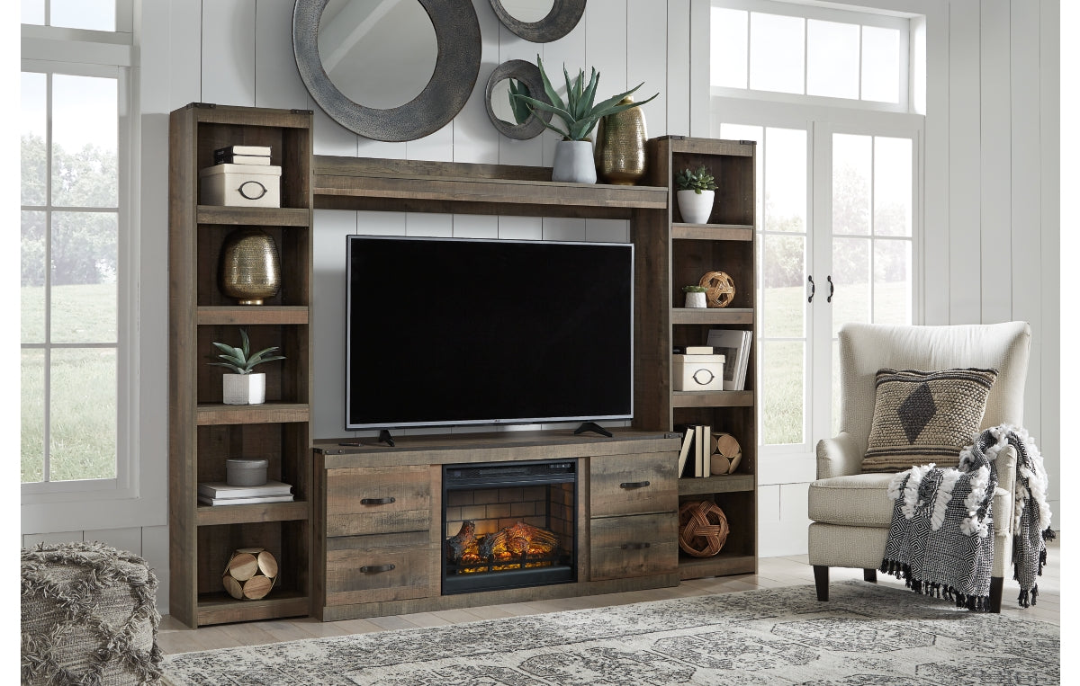 Trinell 4-Piece Entertainment Center with Electric Fireplace