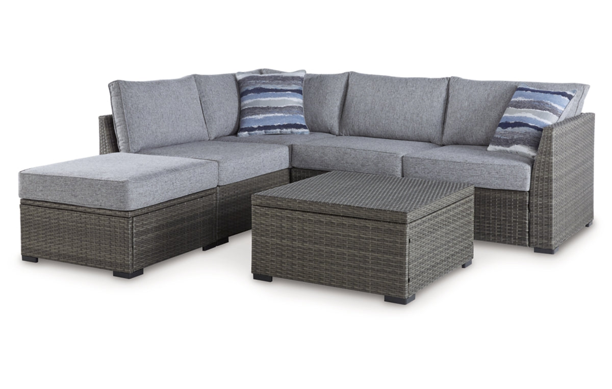 Petal Road Outdoor Loveseat Sectional/Ottoman/Table Set (Set of 4)