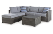 Petal Road Outdoor Loveseat Sectional/Ottoman/Table Set (Set of 4)