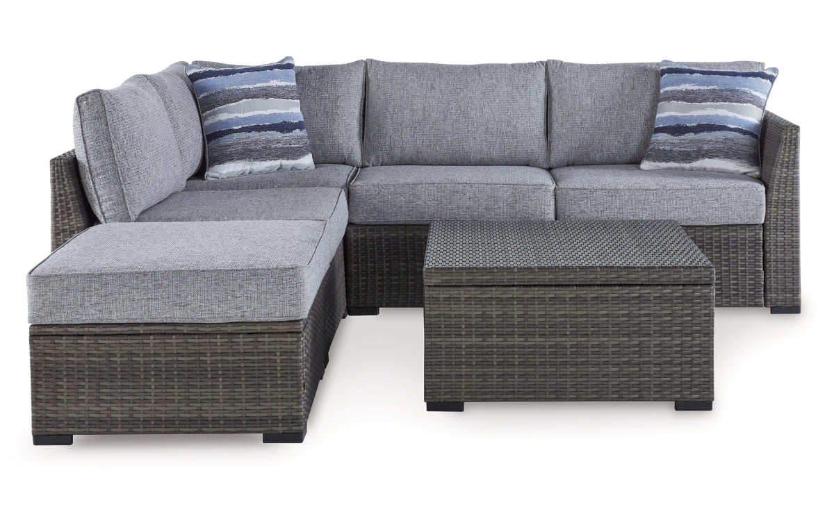 Petal Road Outdoor Loveseat Sectional/Ottoman/Table Set (Set of 4)