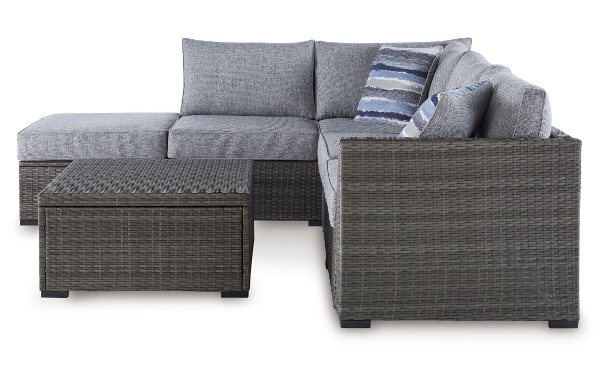 Petal Road Outdoor Loveseat Sectional/Ottoman/Table Set (Set of 4)