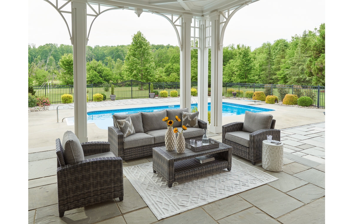 Oasis Court Outdoor Sofa/Chairs/Table Set (Set of 4)