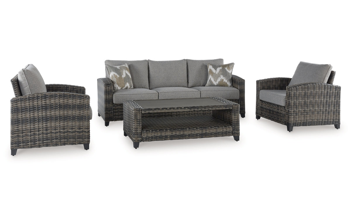 Oasis Court Outdoor Sofa/Chairs/Table Set (Set of 4)