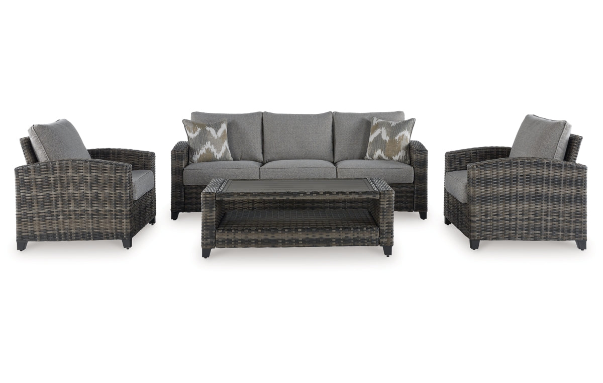 Oasis Court Outdoor Sofa/Chairs/Table Set (Set of 4)