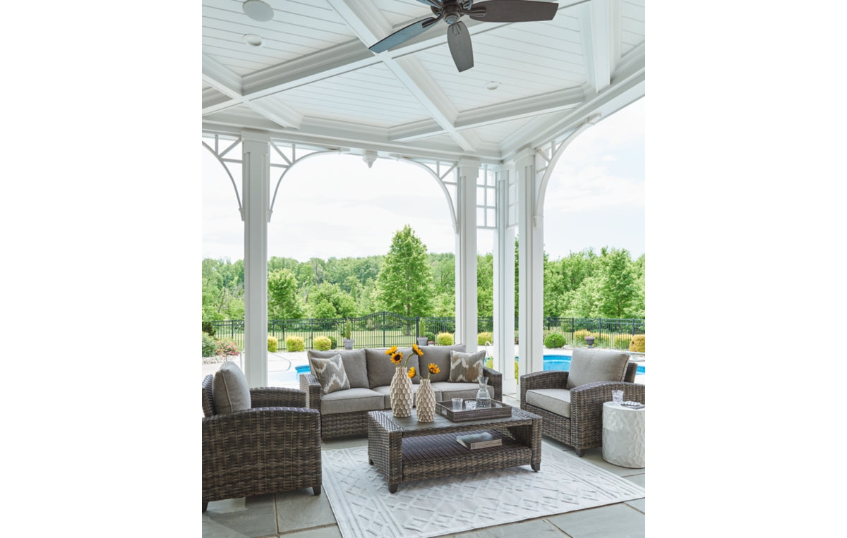 Oasis Court Outdoor Sofa/Chairs/Table Set (Set of 4)