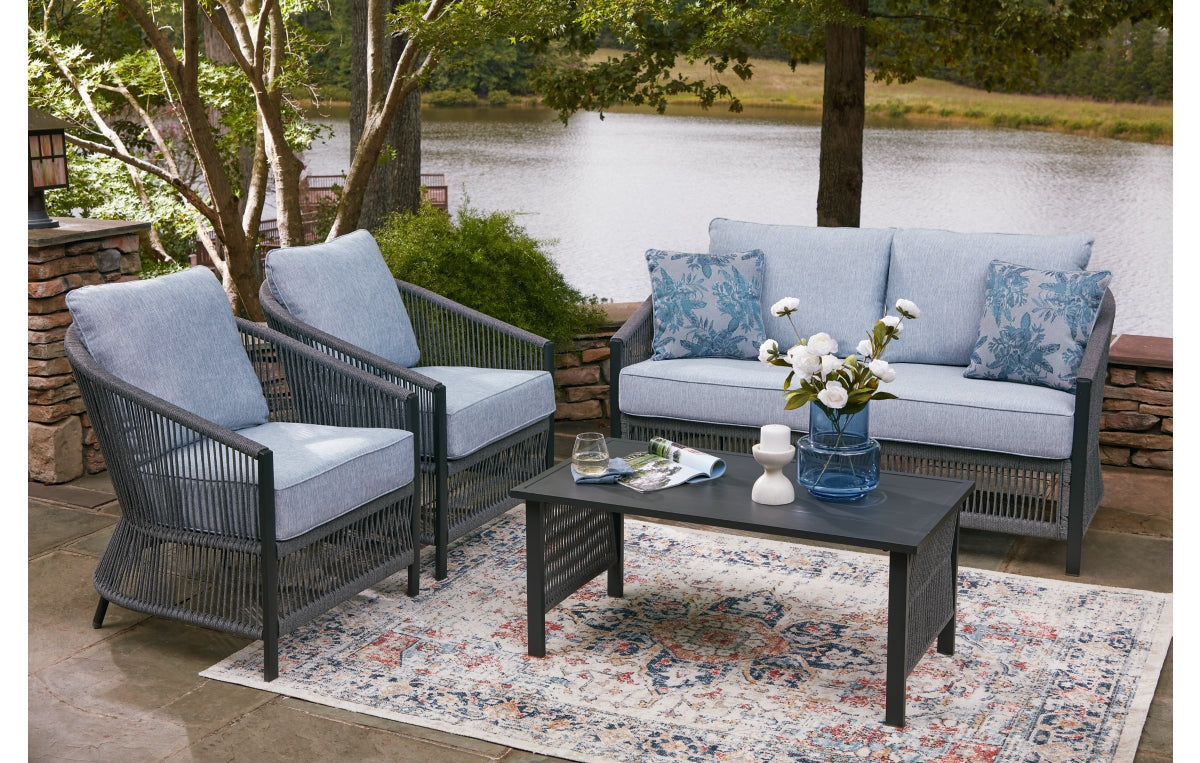 Bridges Beach Outdoor Love/Chairs/Table Set (Set of 4)
