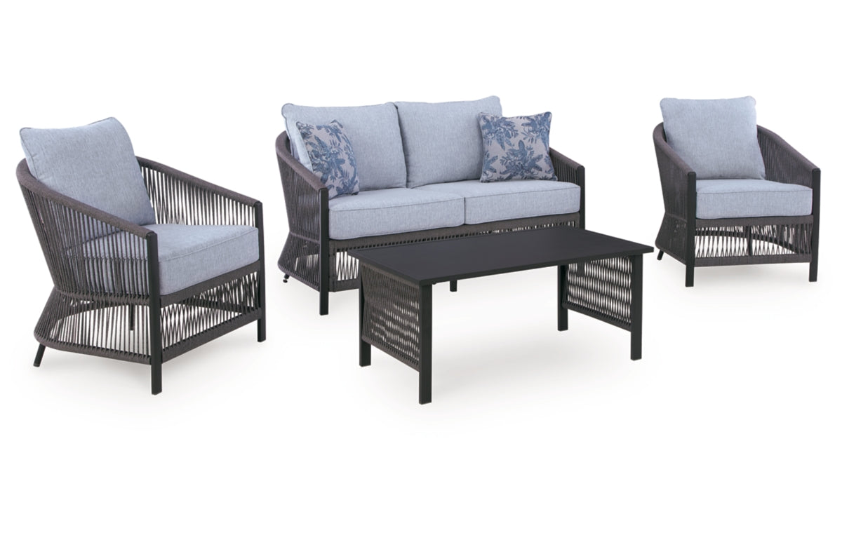 Bridges Beach Outdoor Love/Chairs/Table Set (Set of 4)