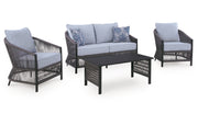 Bridges Beach Outdoor Love/Chairs/Table Set (Set of 4)