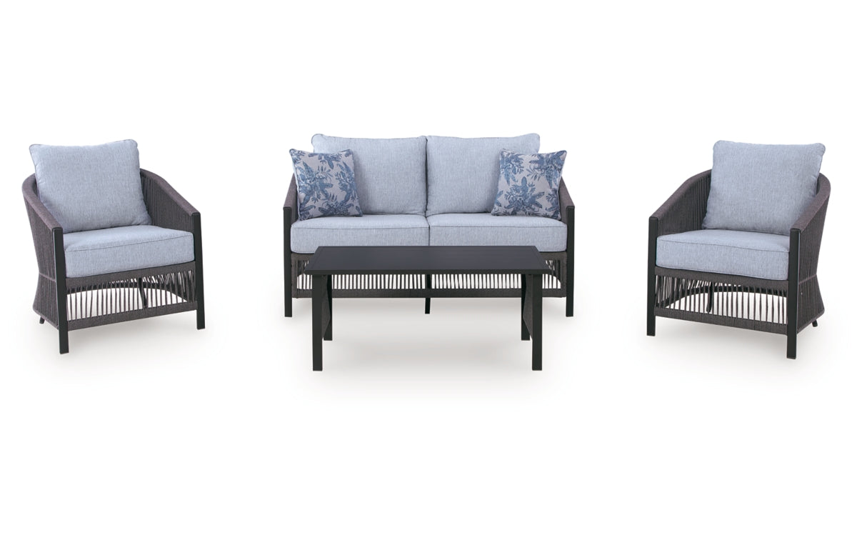 Bridges Beach Outdoor Love/Chairs/Table Set (Set of 4)