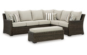 Brook Ranch Outdoor Sofa Sectional/Bench with Cushion (Set of 3)