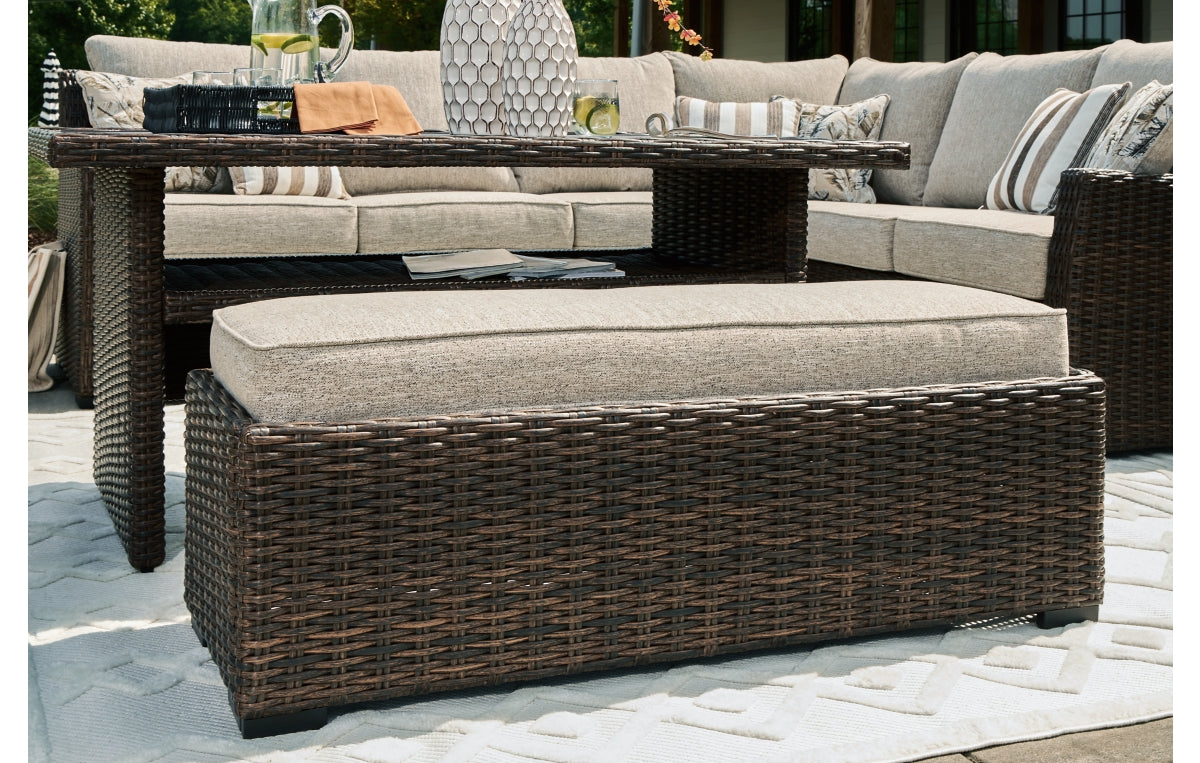 Brook Ranch Outdoor Sofa Sectional/Bench with Cushion (Set of 3)