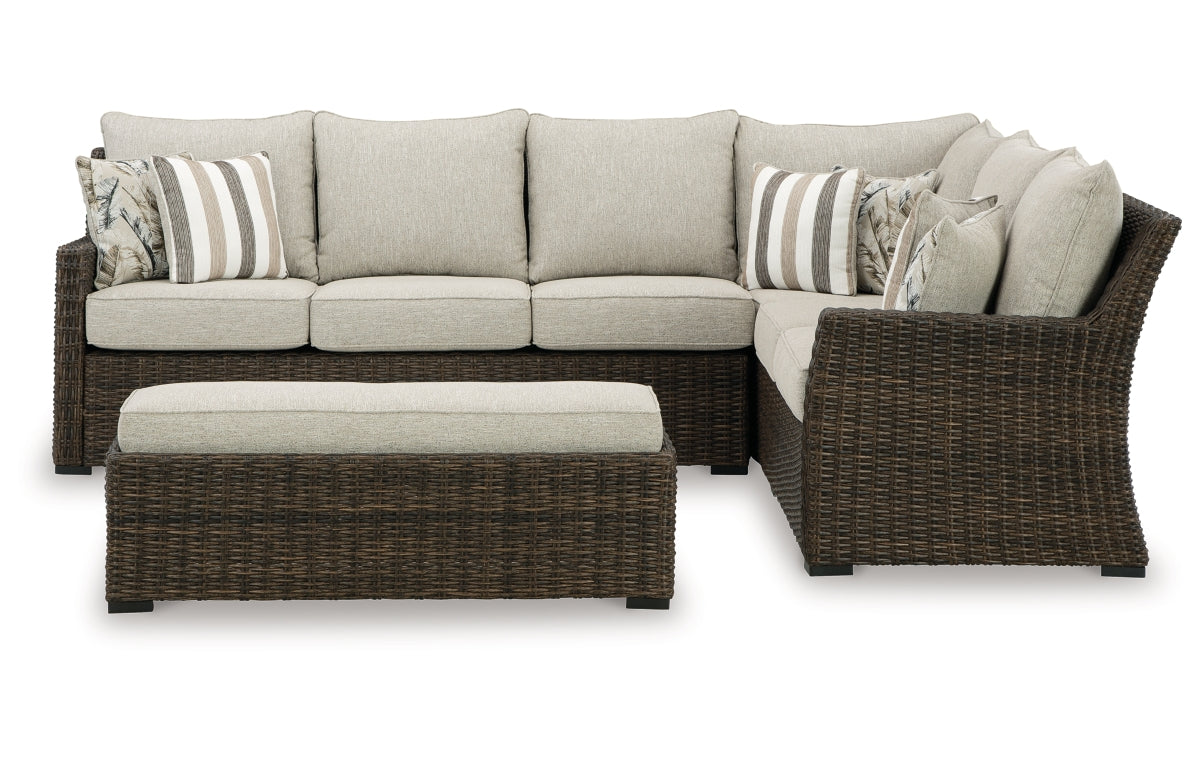 Brook Ranch Outdoor Sofa Sectional/Bench with Cushion (Set of 3)