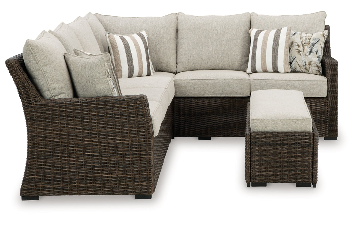 Brook Ranch Outdoor Sofa Sectional/Bench with Cushion (Set of 3)