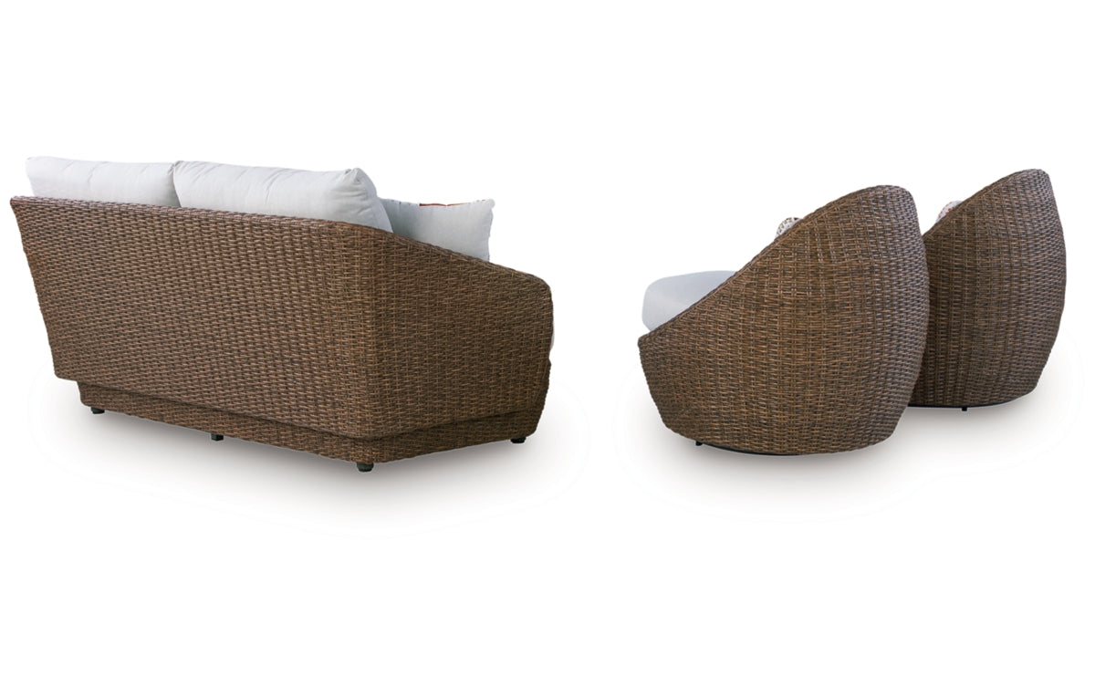 Double Point Outdoor Loveseat/2 Swivel Chairs (Set of 3)