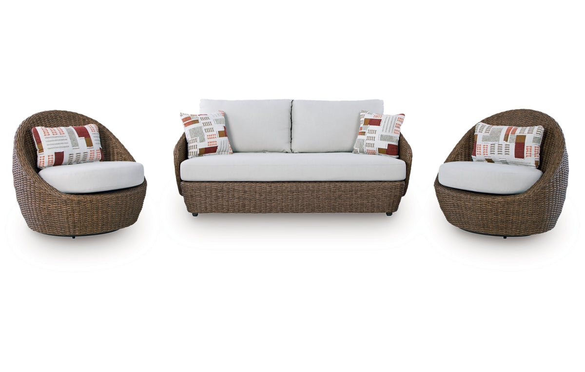 Double Point Outdoor Loveseat/2 Swivel Chairs (Set of 3)