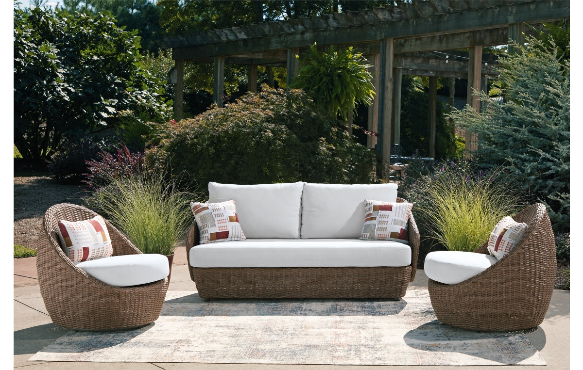Double Point Outdoor Loveseat/2 Swivel Chairs (Set of 3)