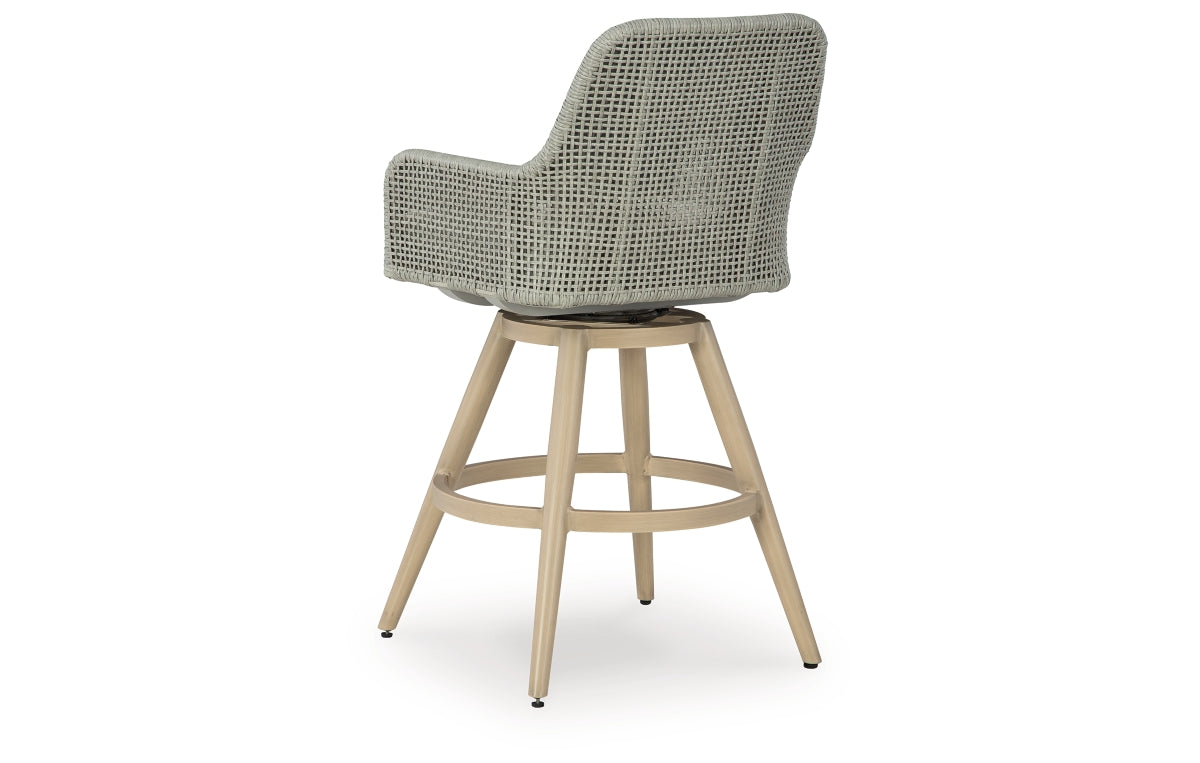 Seton Creek Outdoor Bar Height Barstool with Cushion (Set of 2)