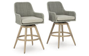 Seton Creek Outdoor Bar Height Barstool with Cushion (Set of 2)