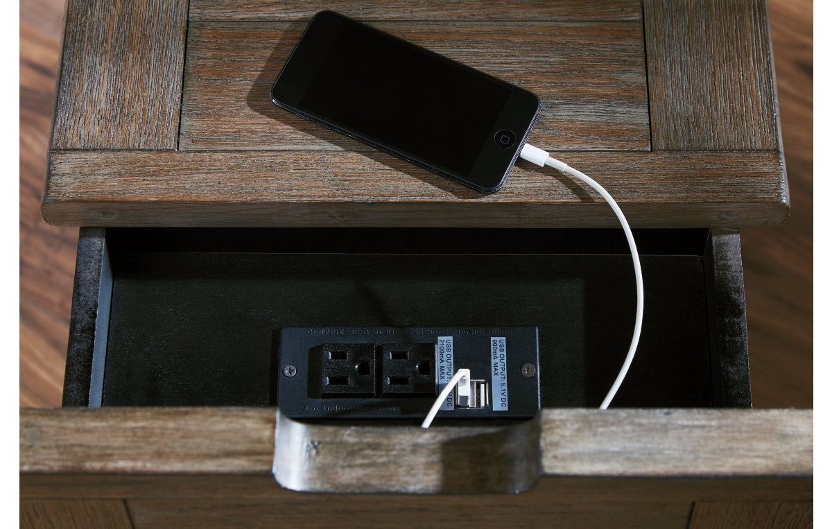 Tyler Creek Chairside End Table with USB Ports & Outlets