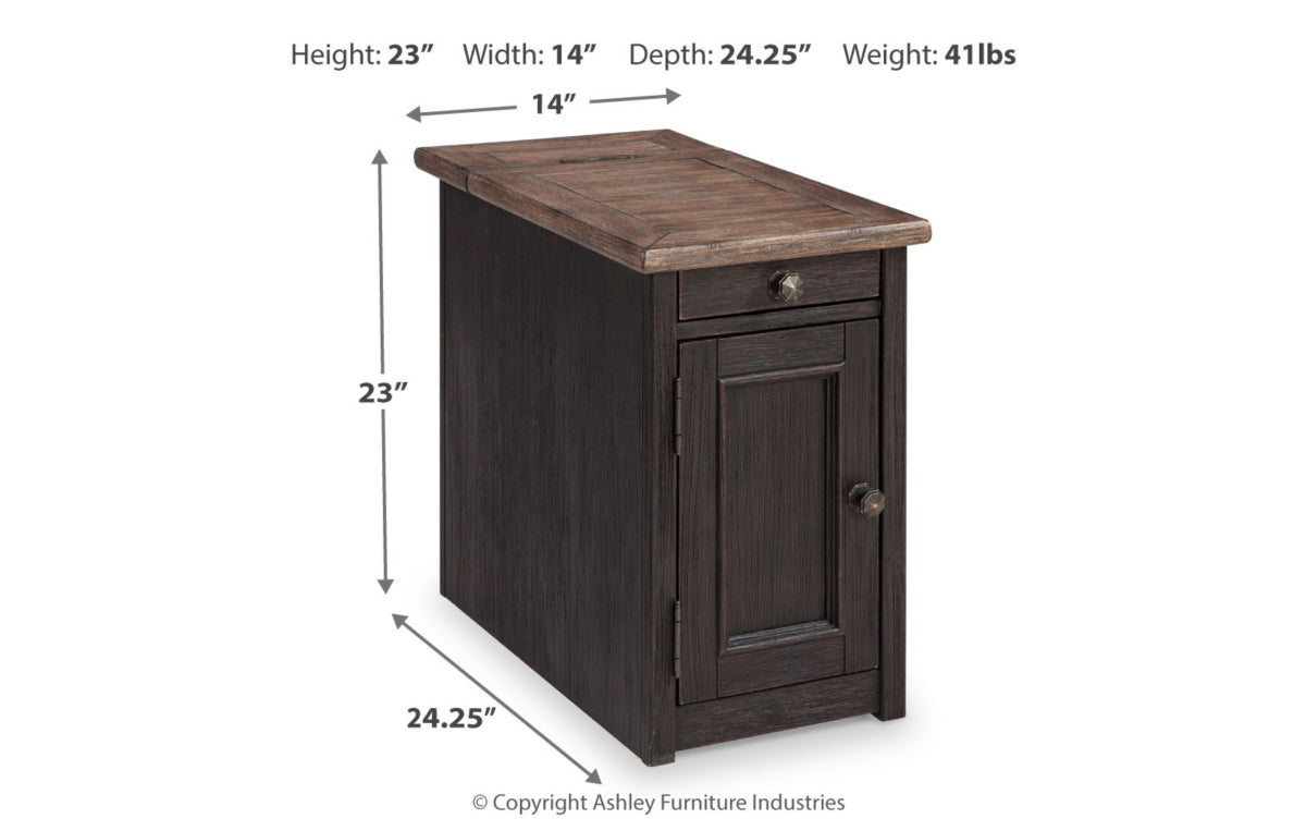 Tyler Creek Chairside End Table with USB Ports & Outlets