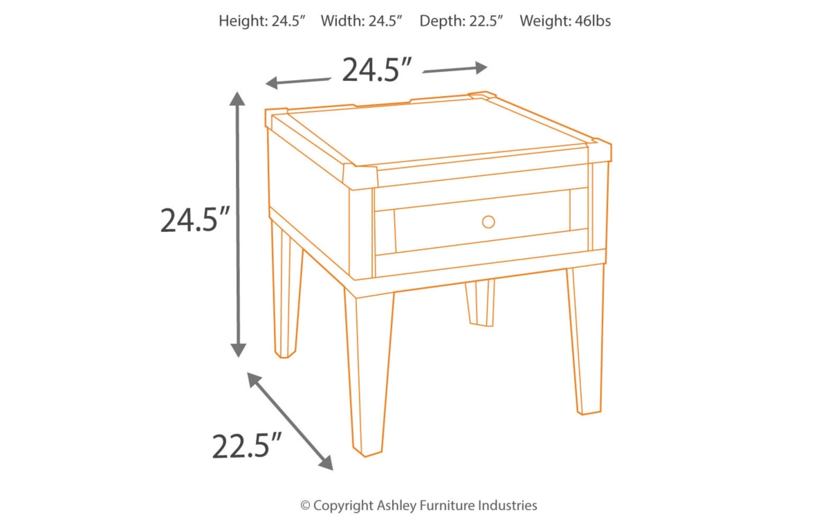 Todoe End Table with USB Ports & Outlets