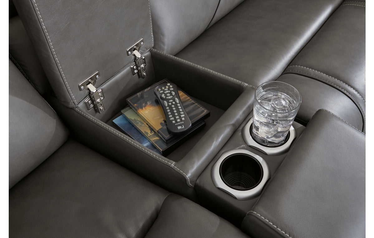 5Z - Pittson 3-Piece Power Reclining Sectional Loveseat with Console