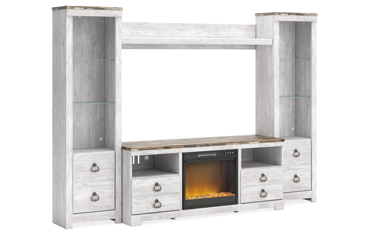 Willowton 4-Piece Entertainment Center with Electric Fireplace