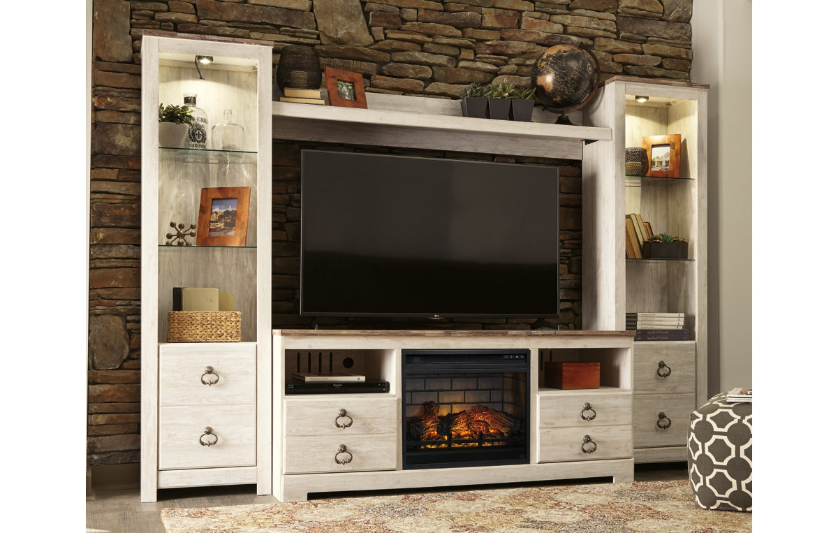 Willowton 4-Piece Entertainment Center with Electric Fireplace