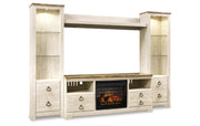 Willowton 4-Piece Entertainment Center with Electric Fireplace