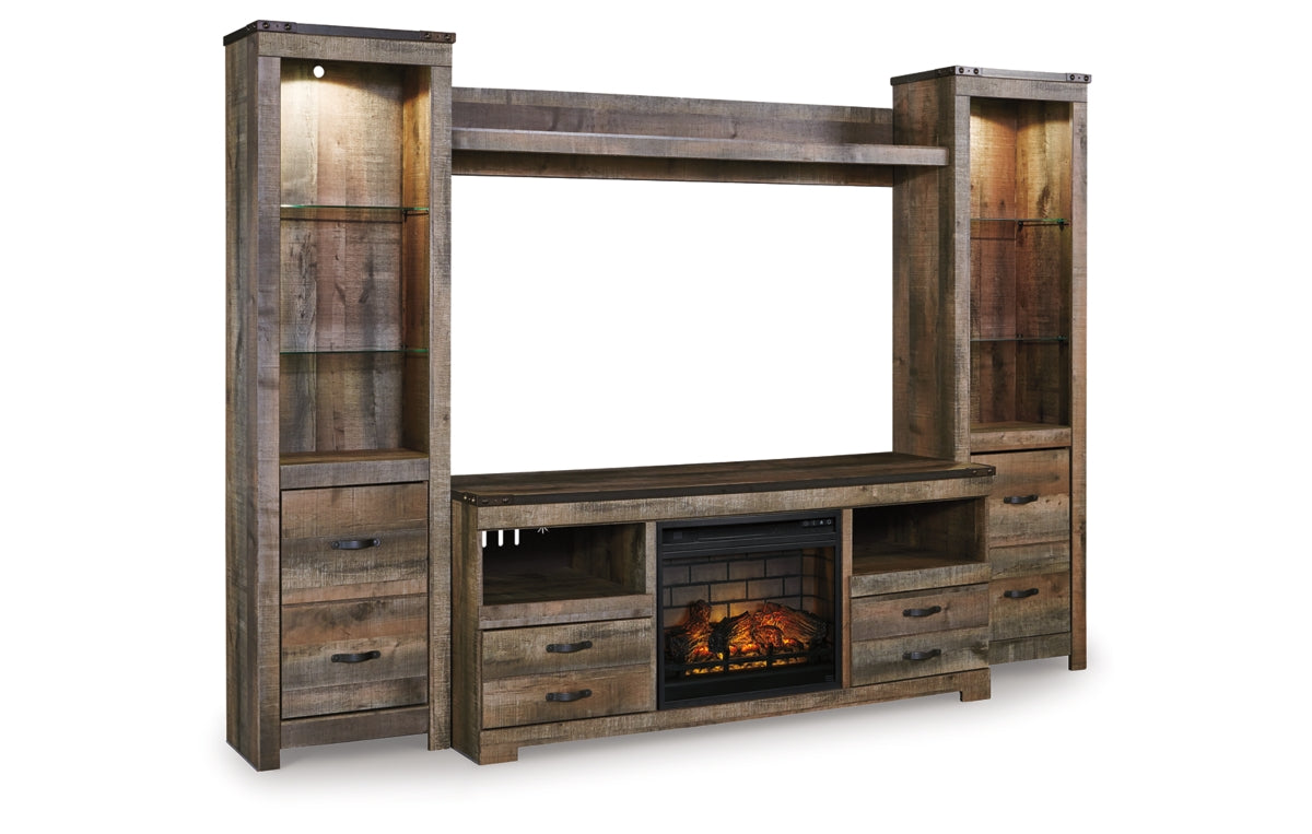 Trinell 4-Piece Entertainment Center with Electric Fireplace