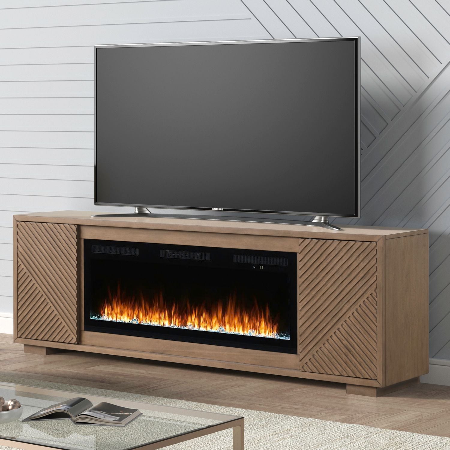 Fireplace TV Consoles 214 84 Inch Console with Fire Fireplace TV Stand