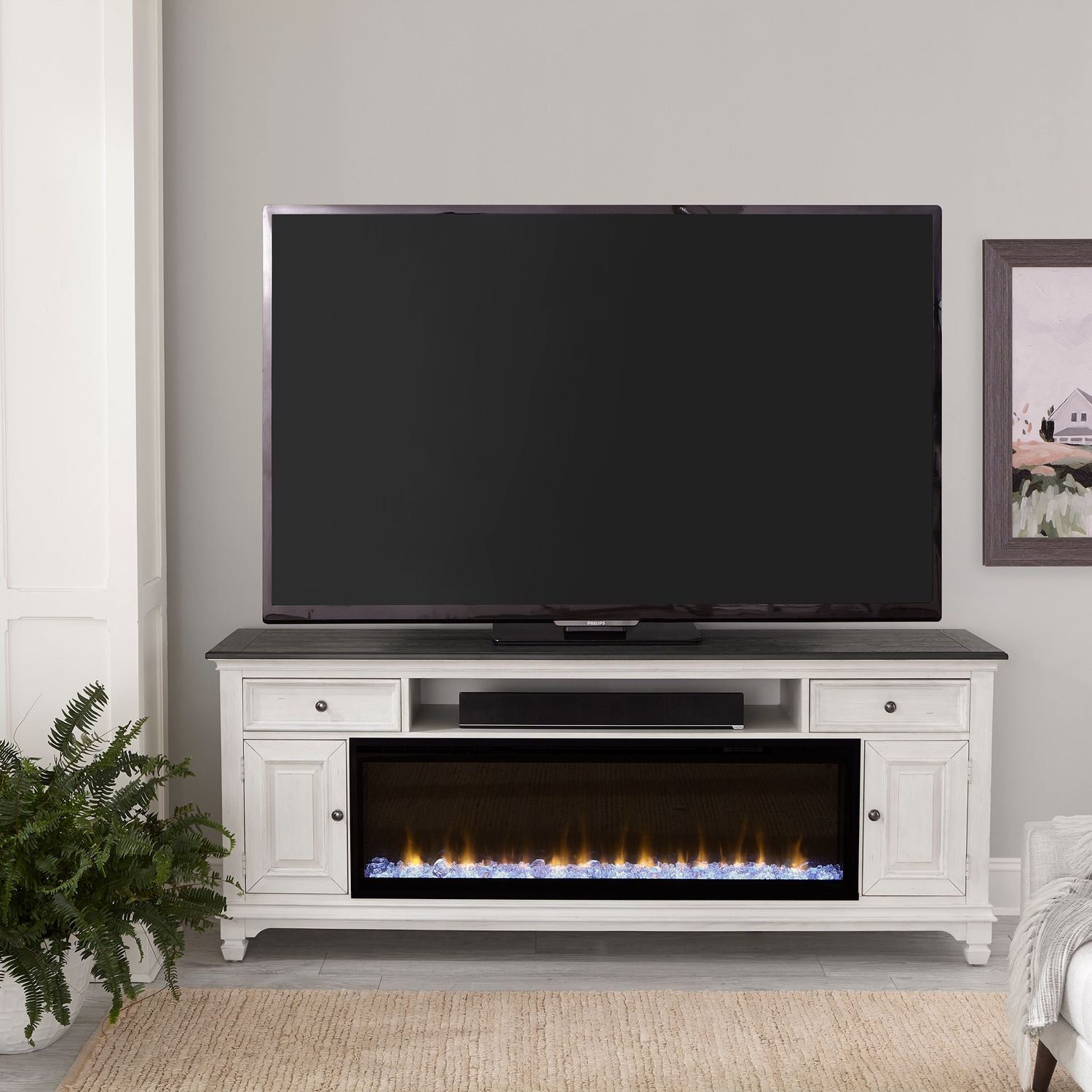 Fireplace TV Consoles 417 80 Inch Console with Fire