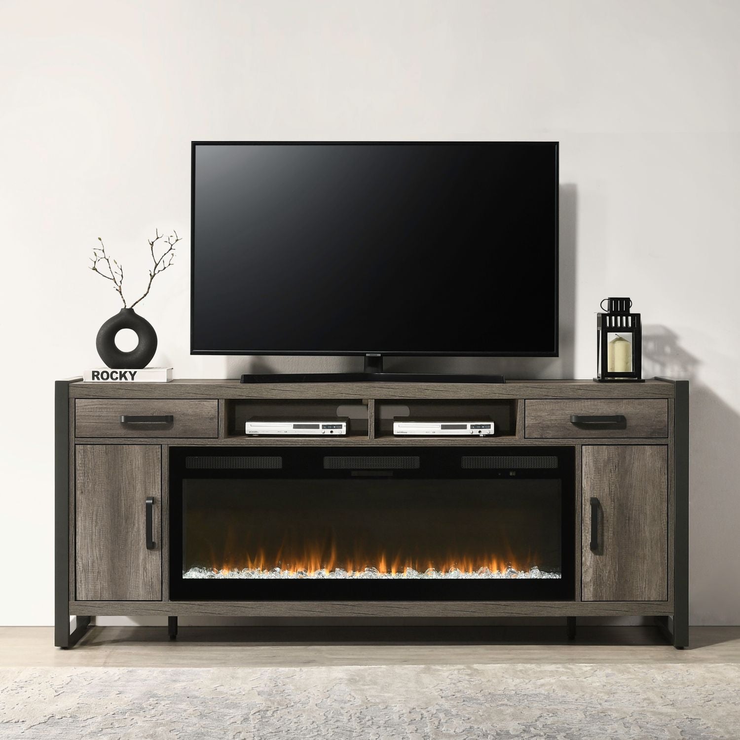 Fireplace TV Consoles 686 78 Inch Console with Fire Fireplace TV Stand