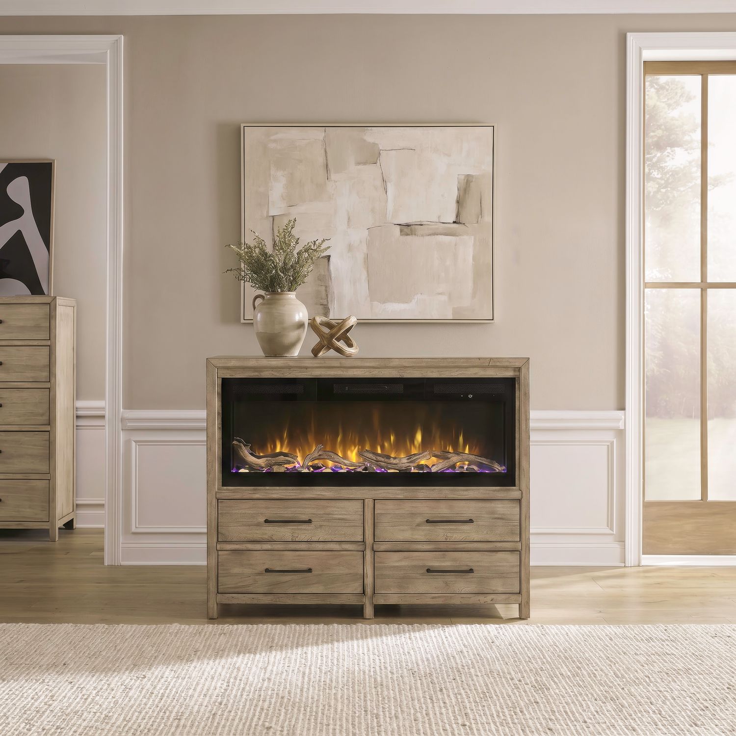 Fireplace TV Consoles 780 54 Inch Chest with Driftwood Fire FTSD