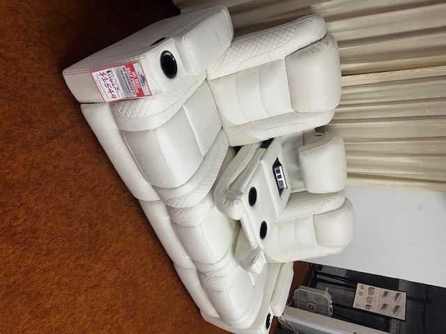 Power Recliner w/ Adjustable Head Rest in White (Discontinued)