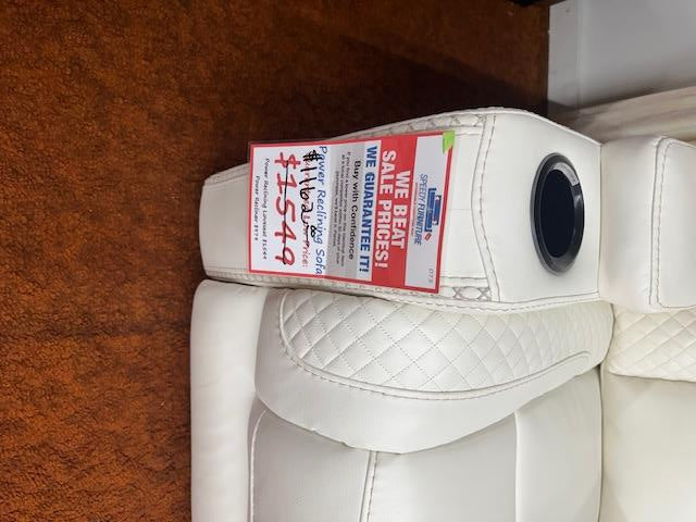 Power Recliner w/ Adjustable Head Rest in White (Discontinued)