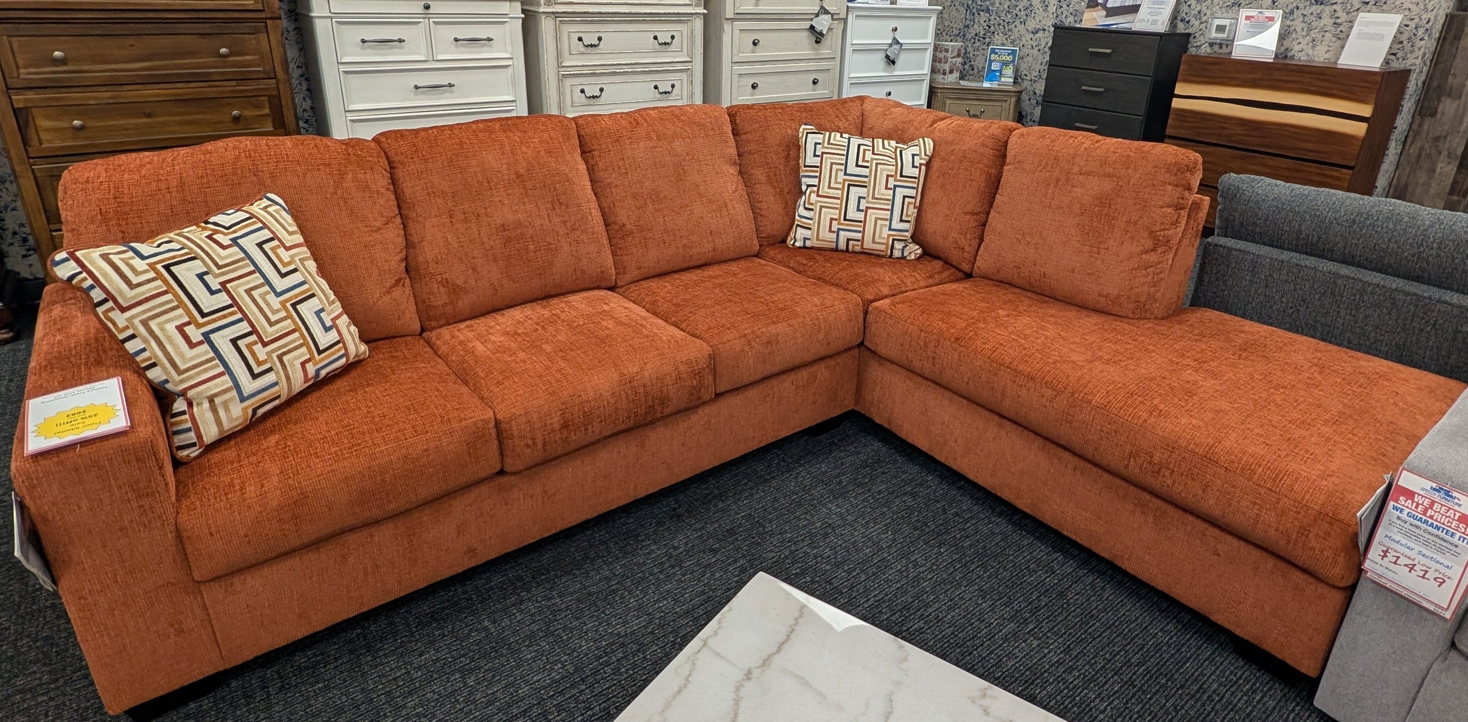 2-Piece Fabric Sectional
