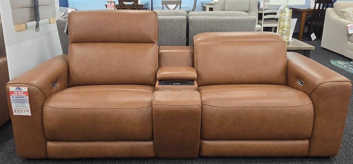 3-Piece Leather power sectional