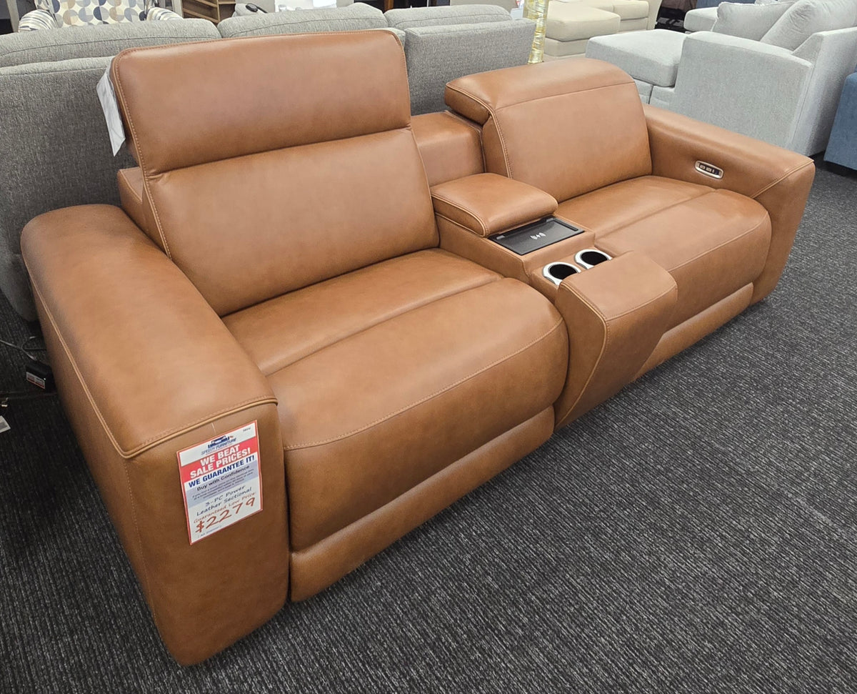 3-Piece Leather power sectional